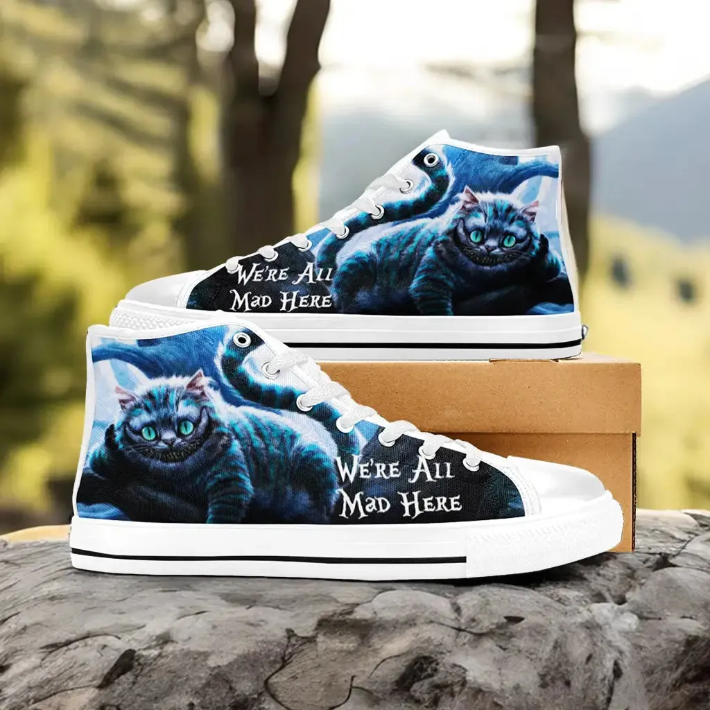 Alice in Wonderland Cheshire Cat Shoes High Top Sneakers for Kids and Adults