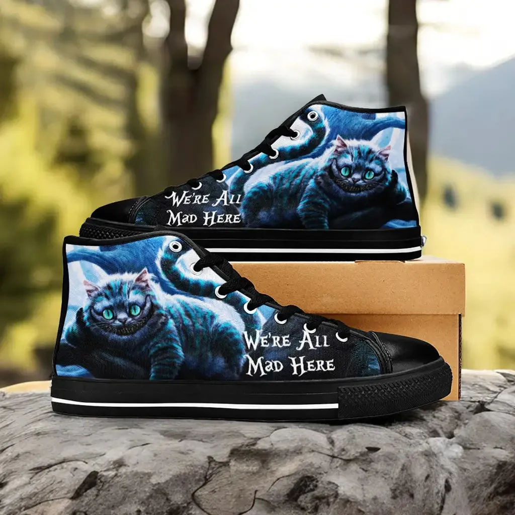 Alice in Wonderland Cheshire Cat Shoes High Top Sneakers for Kids and Adults