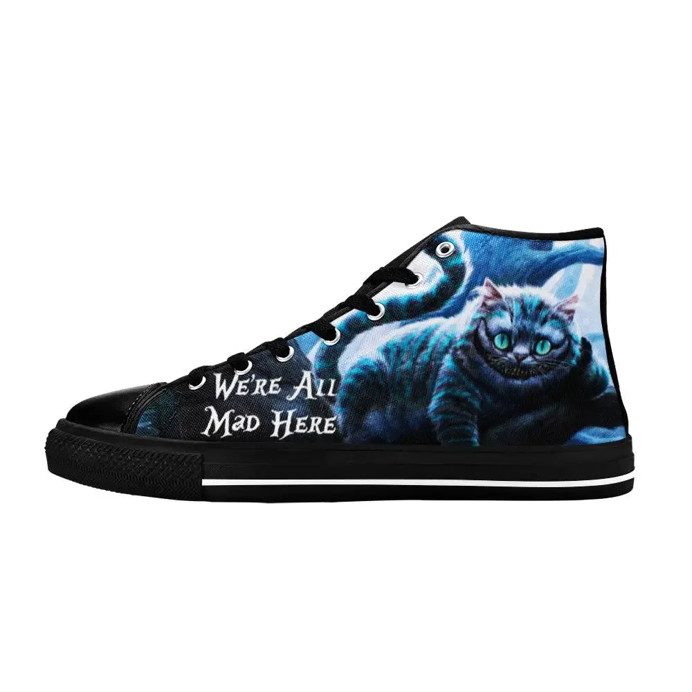 Alice in Wonderland Cheshire Cat Shoes High Top Sneakers for Kids and Adults