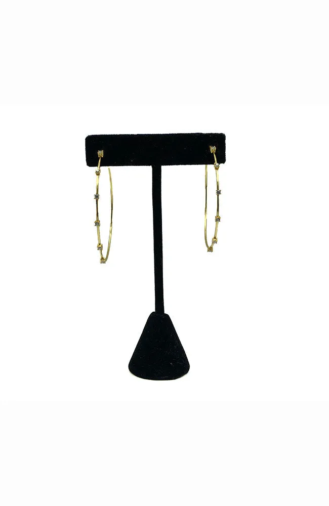 Large Hoop with CZ Stations Gold